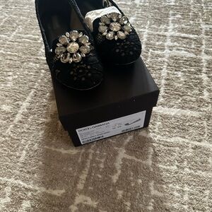 Dolce & Gabbana Black Floral Embellished Loafers
